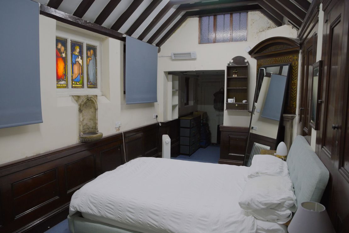 A guardian's bedroom in the priest's living quarters in a London cathedral, pictured in January 2025.