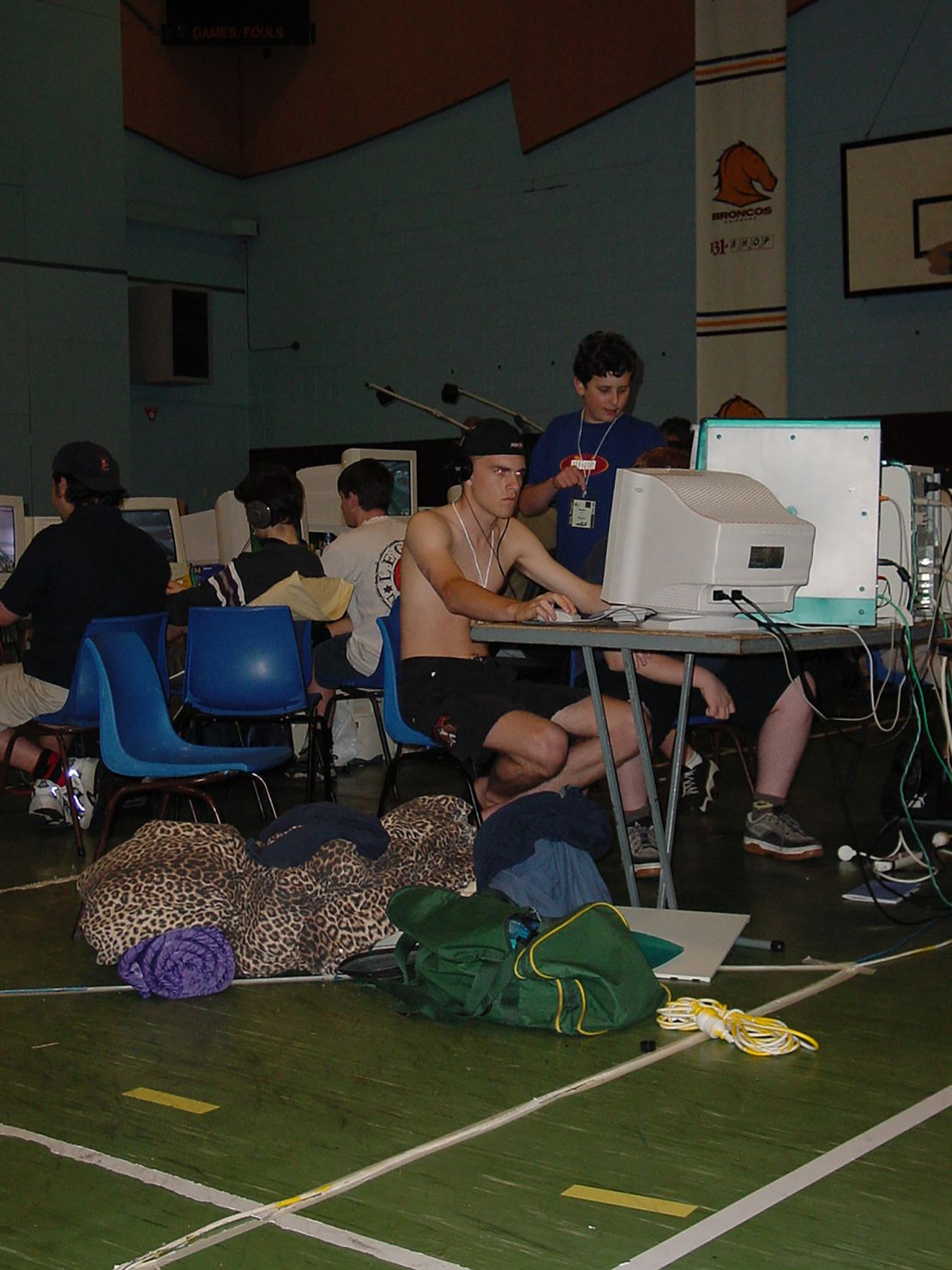 Gamers prepared for the long-haul, bringing sleeping bags and blankets to a 2000 tournament in Brisbane, Australia.