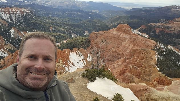 In a photo from April, Lucas Wall poses at Ceder Breaks National Monument in Utah.