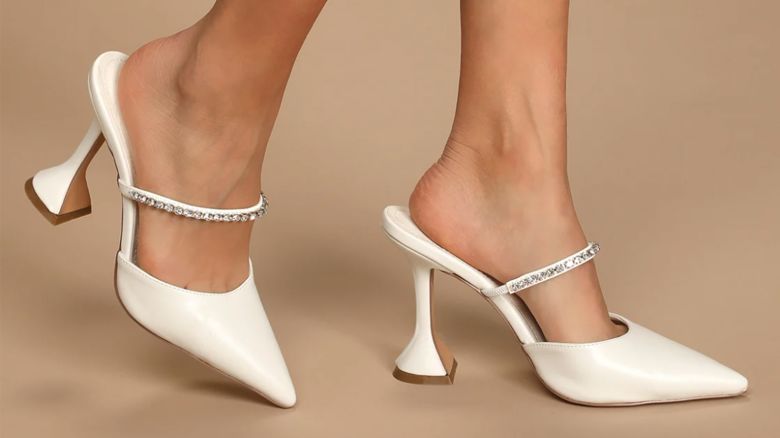 Lulus Myraa White Rhinestone Mule Pumps