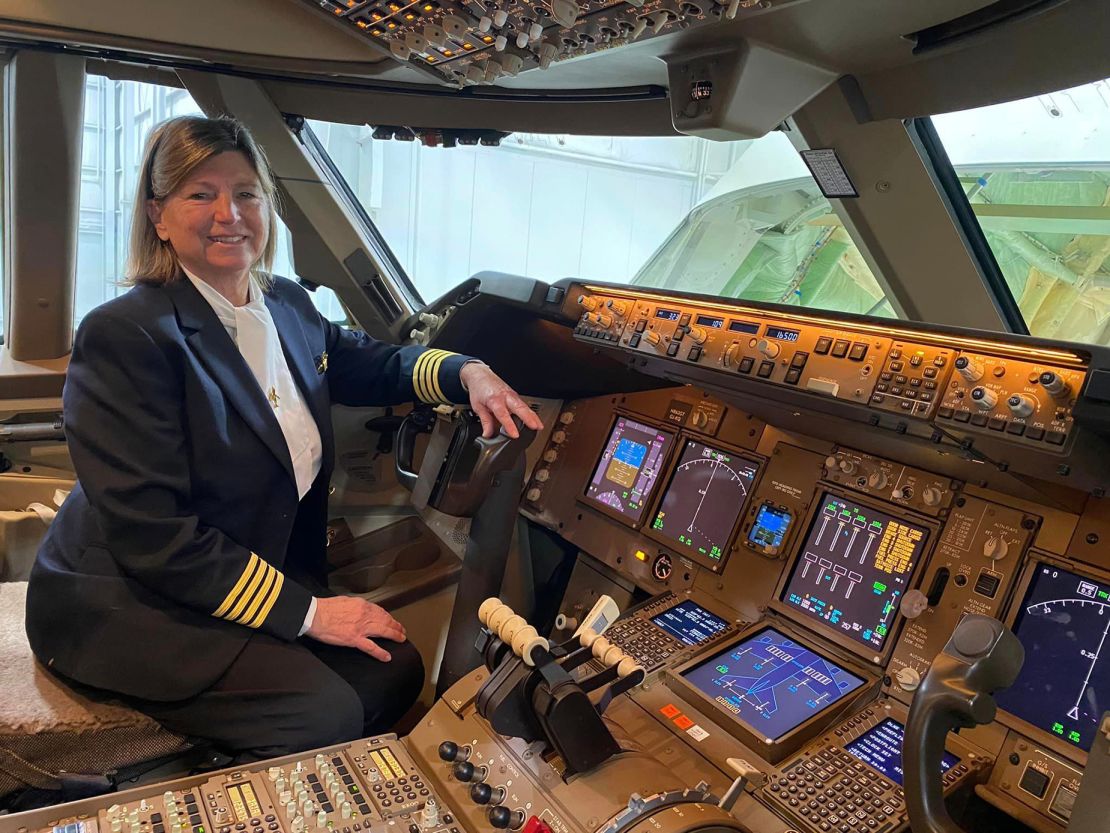 A more recent picture of Lynn Rippelmeyer in the cockpit of a 747. 
