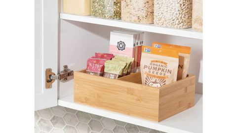 mDesign Bamboo Wood Kitchen Storage Bin Organizer