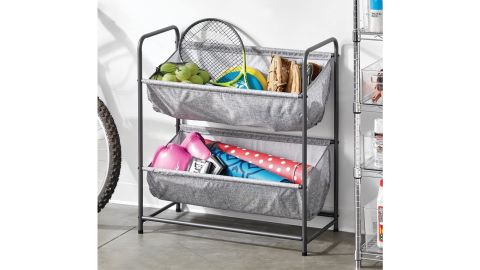 mDesign Metal and Fabric 2-Tier Hammock Organizer Rack