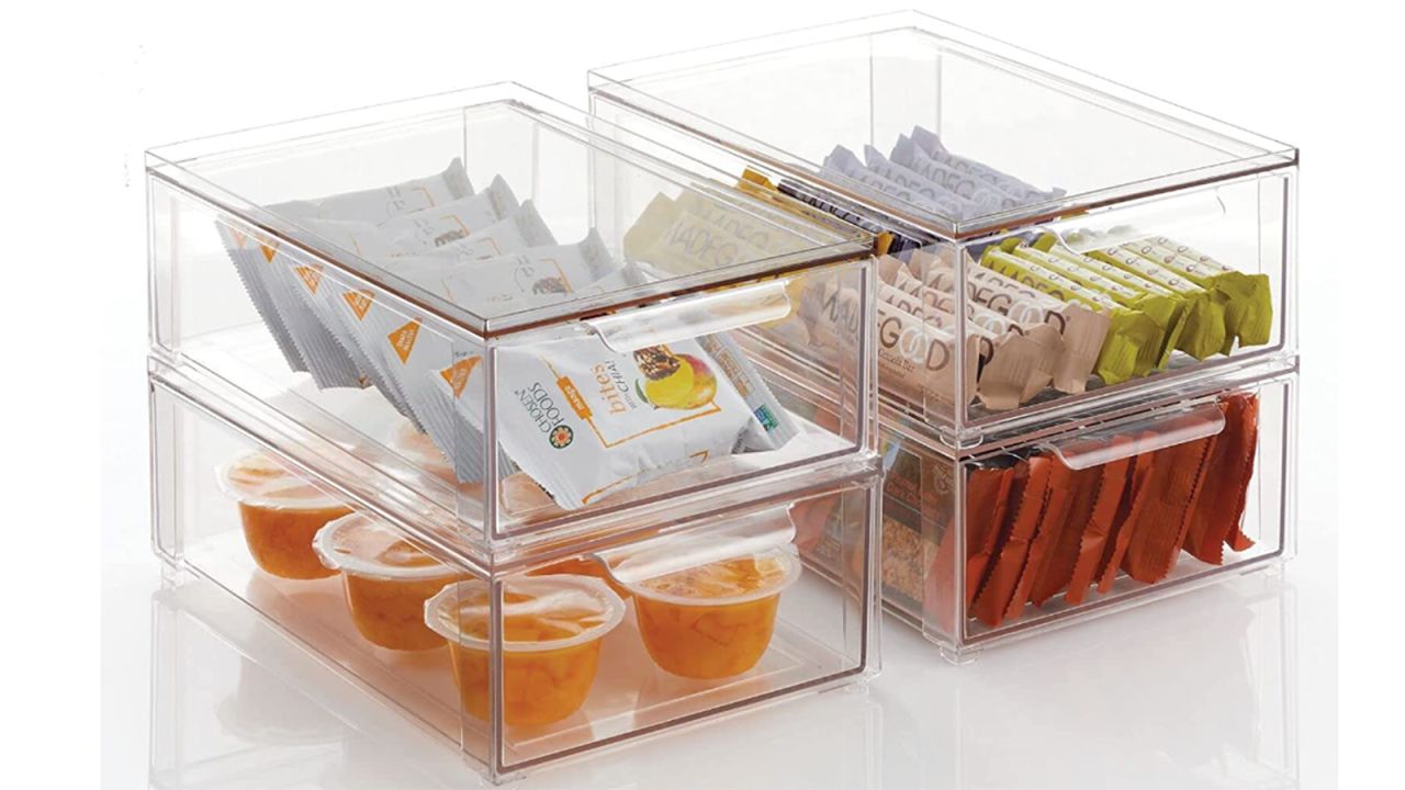 Labeled Plastic Pantry Storage Bins Design Ideas
