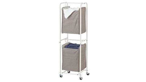 mDesign Vertical Stacked Laundry Hamper Basket with Wheels
