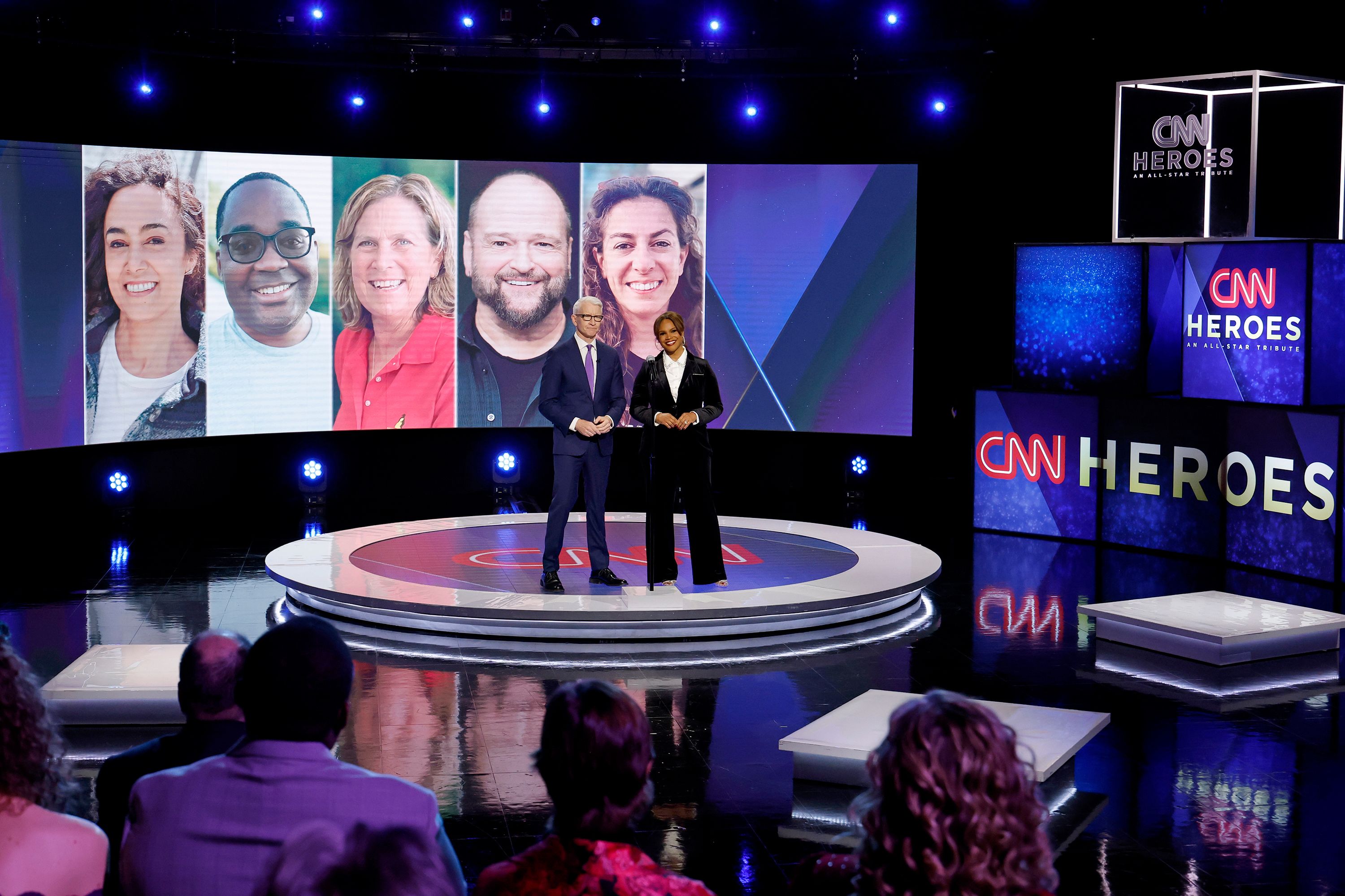 In this image released on December 7, 2025, Anderson Cooper and Laura Coates speak onstage during CNN Heroes An All-Star Tribute Hosted by Anderson Cooper and Laura Coates 2025 on December 04, 2025 in New York City.