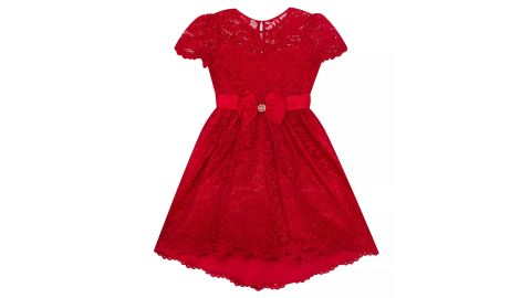 Rare Editions Toddler Girls Glitter Lace Dress With Scallop Hem