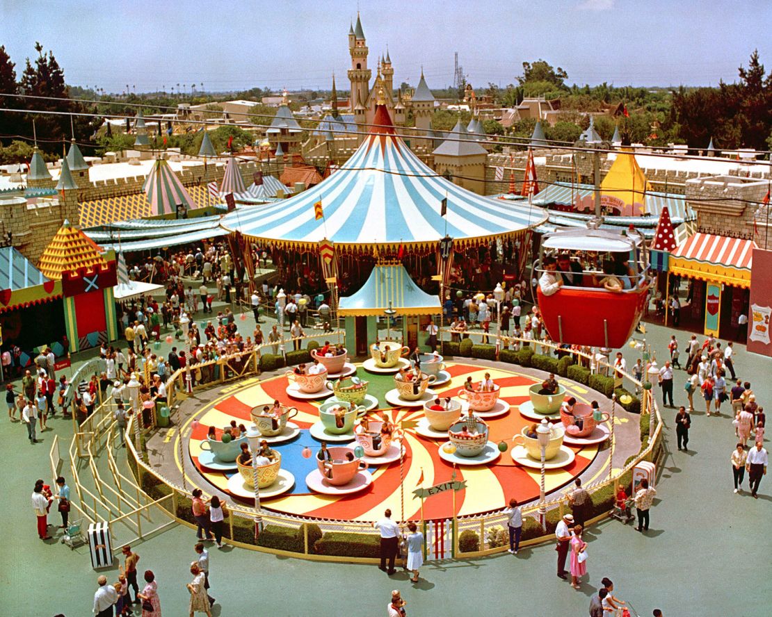 The Mad Tea Party spinning cups have been a feature since opening day. They're pictured here in 1966. Prices have increased considerably -- outstripping general inflation -- over the decades since Disneyland first opened.