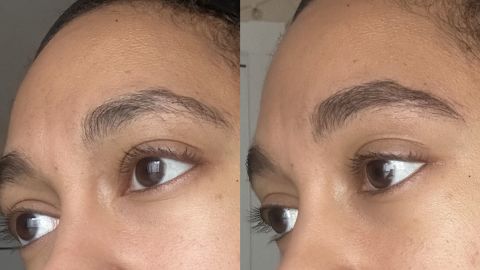 Left: No product. Right: With Tinted Brow Gel in Chocolate.