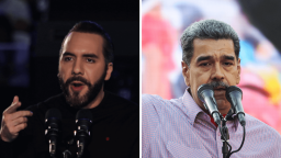 El presidente de El Salvador, Nayib Bukele, y el presidente de Venezuela, Nicolás Maduro.