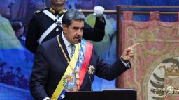 El presidente de Venezuela, Nicolás Maduro, pronuncia su discurso anual en el Teatro Teresa Carreño el 15 de enero de 2025 en Caracas, Venezuela.