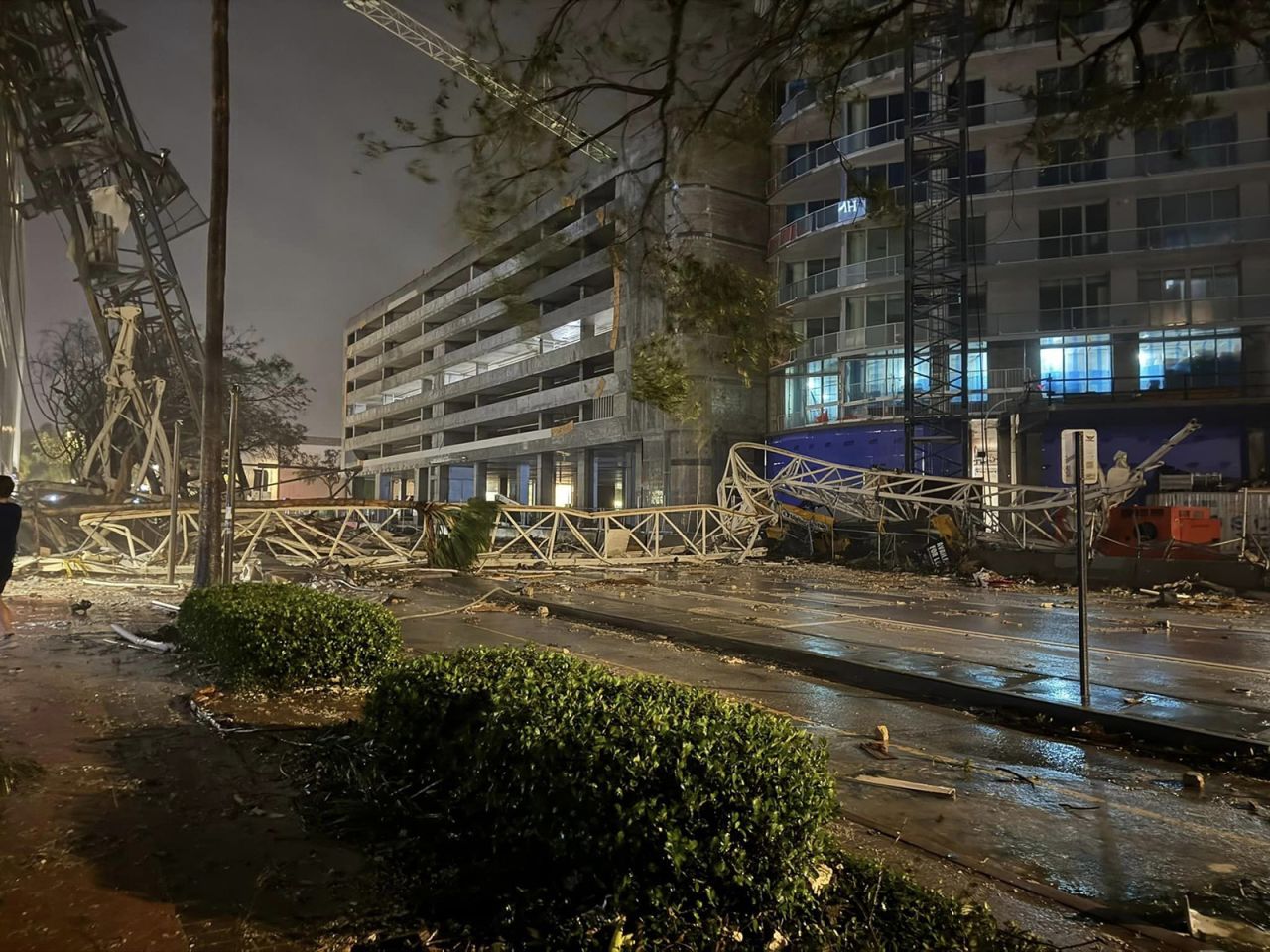 A crane in St. Petersburg, Florida that collapsed due to Hurricane Milton.