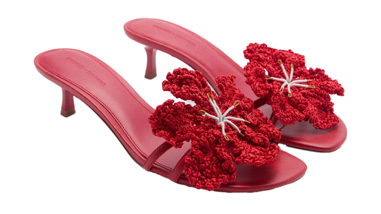 Siedrés x Mango Leather Sandal With Flower Heel