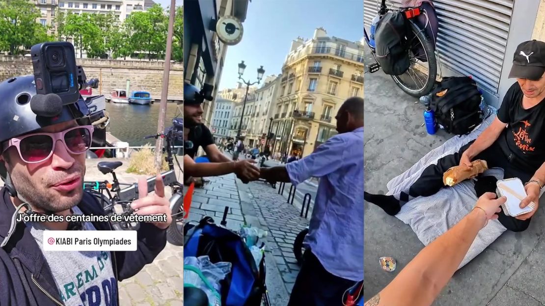 Solidaire has his camera mounted on his helmet when he distributes meals around Paris.