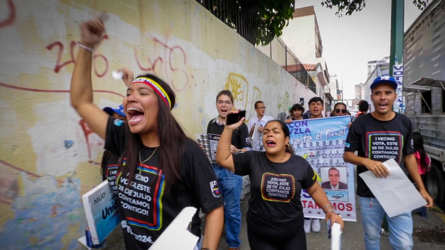 Opposition protesters in Maracay, Venezuela.