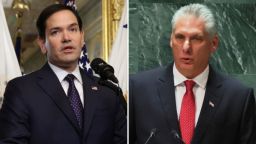 El secretario de Estado de EE.UU., Marco Rubio, y el presidente de Cuba, Miguel Díaz-Canel.