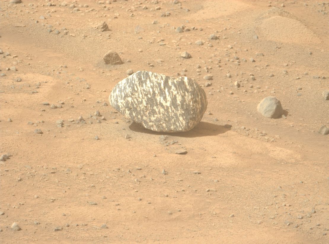 Perseverance spotted this black-and-white striped rock on September 13.