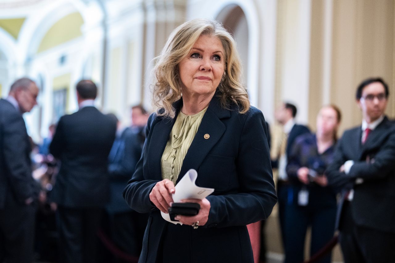 Sen. Marsha Blackburn is seen after the senate luncheons in the US Capitol on Tuesday, February 6. 