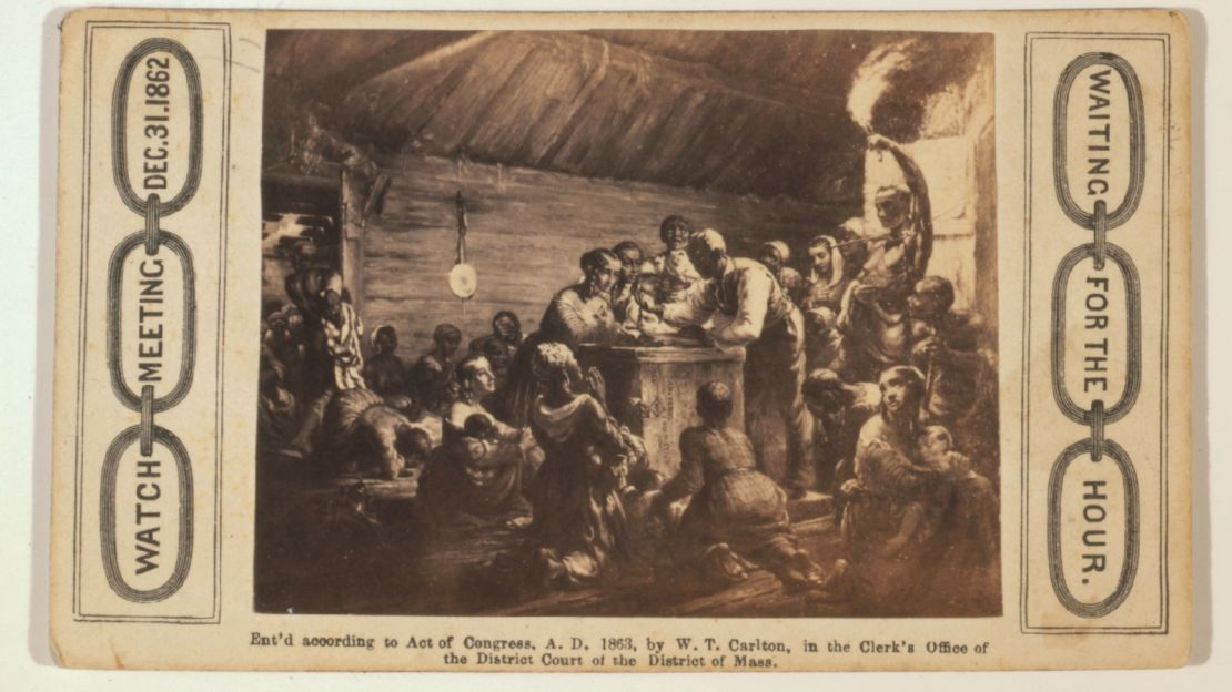 Watch meeting, Dec. 31, 1862--Waiting for the hour / Heard & Moseley, Cartes de Visite, 10 Tremont Row, Boston.