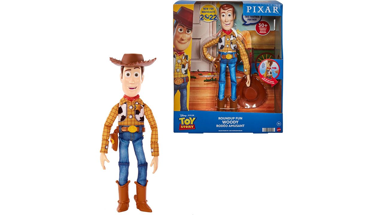 A photo of the Mattel Disney Pixar Toy Story Woody Talking Posable Figure