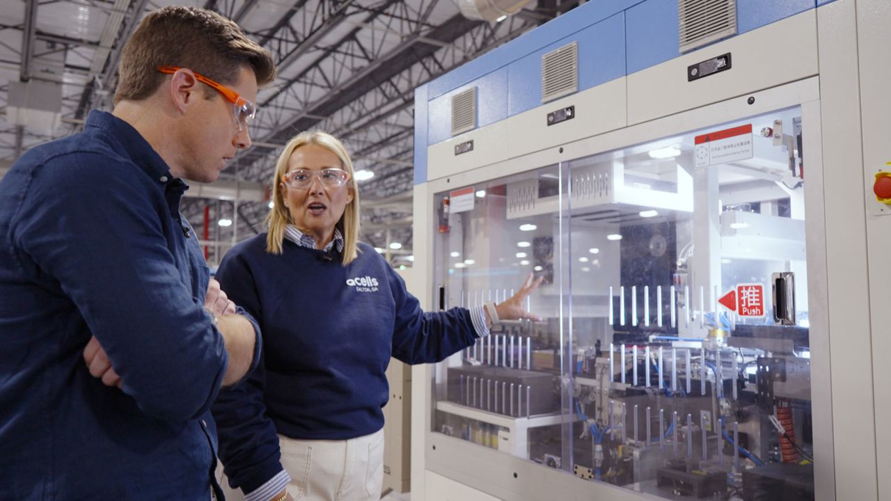 CNN's Phil Mattingly talks with Lisa Nash, general manager at the Qcells plant in Dalton, Georgia.