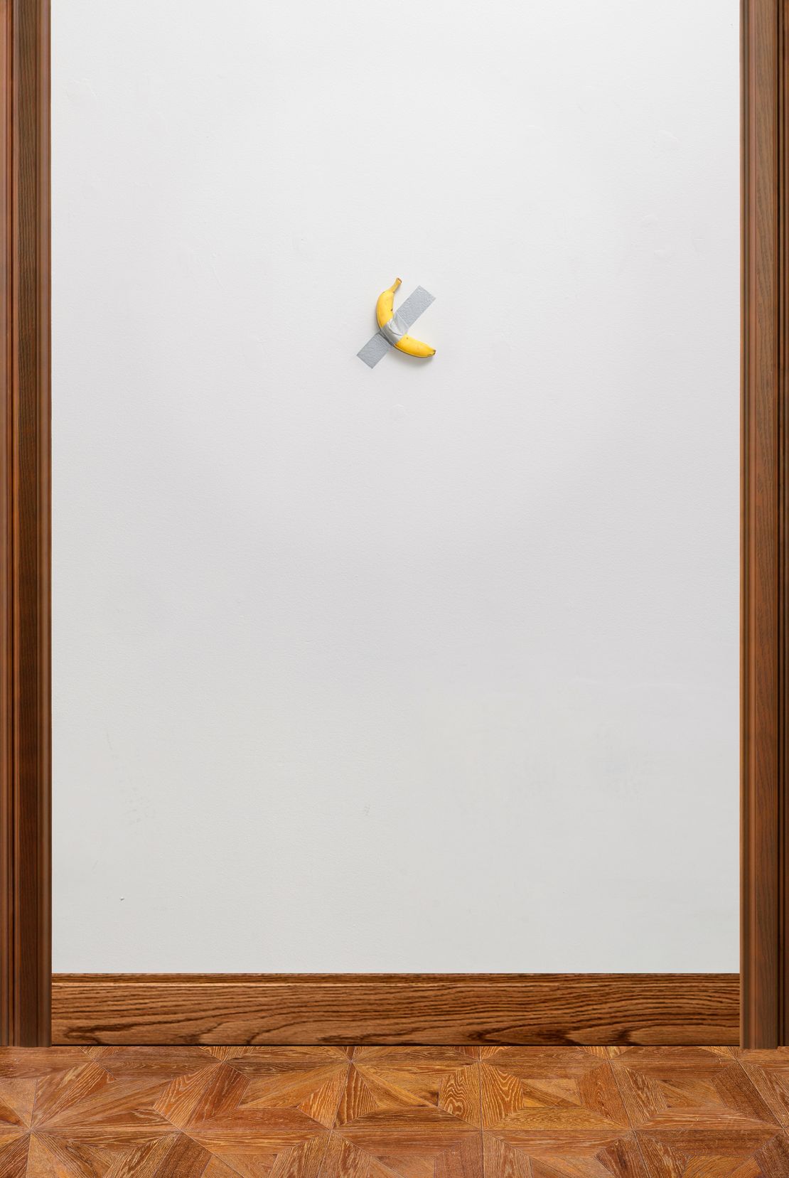 An installation shot of "Comedian" released by Sotheby's auction house ahead of the sale.