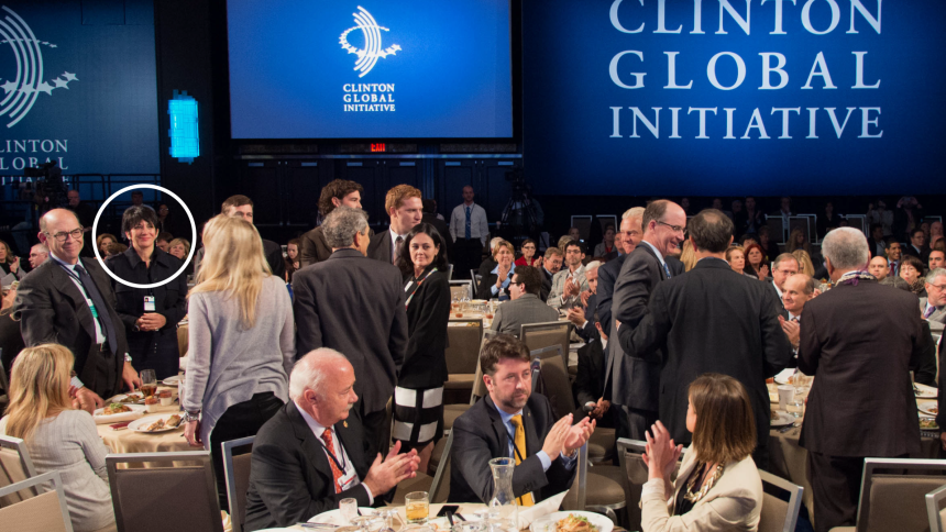 Ghislaine Maxwell, circled left, was among a group whose work on behalf of the world's oceans was honored at a 2013 Clinton Global Initiative conference.