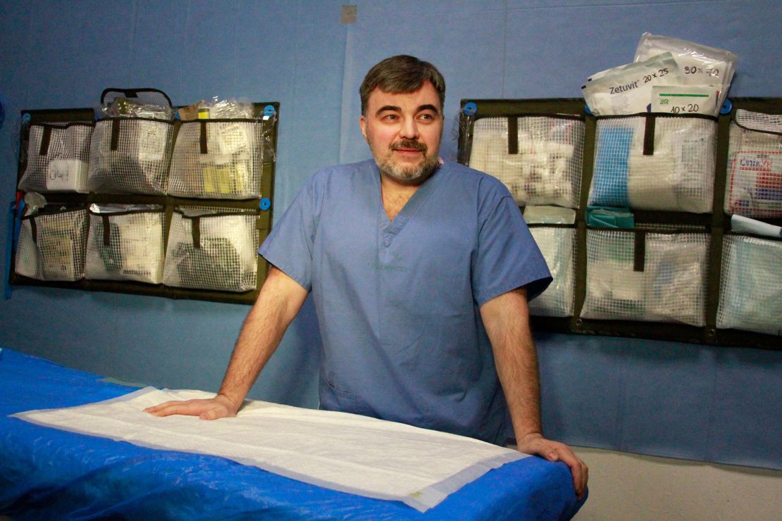 Dr. Sviatoslav Mykytiuk serves at a medical point in eastern Ukraine, where soldiers are brought from the frontlines.