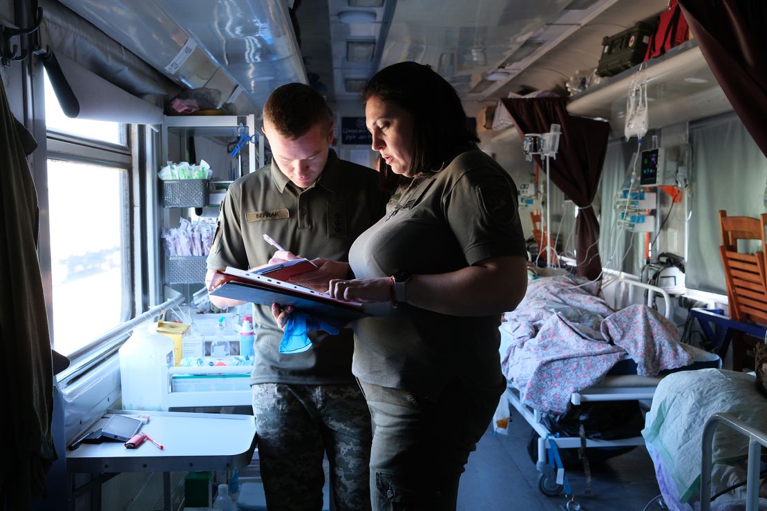 Olga is a nurse anesthetist and a sergeant in Ukraine’s military who works in the train's ICU unit.