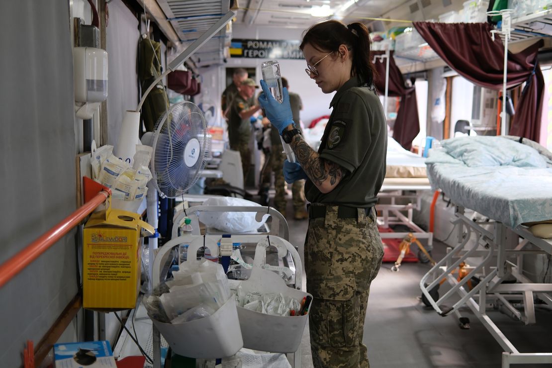 The evacuation train transports wounded soldiers from the frontlines to hospitals across Ukraine.