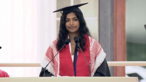 Megha Vemuri told CNN that after her speech, the university’s senior leadership informed her she was not allowed to attend Friday’s commencement ceremony and was barred from campus until the event concluded.