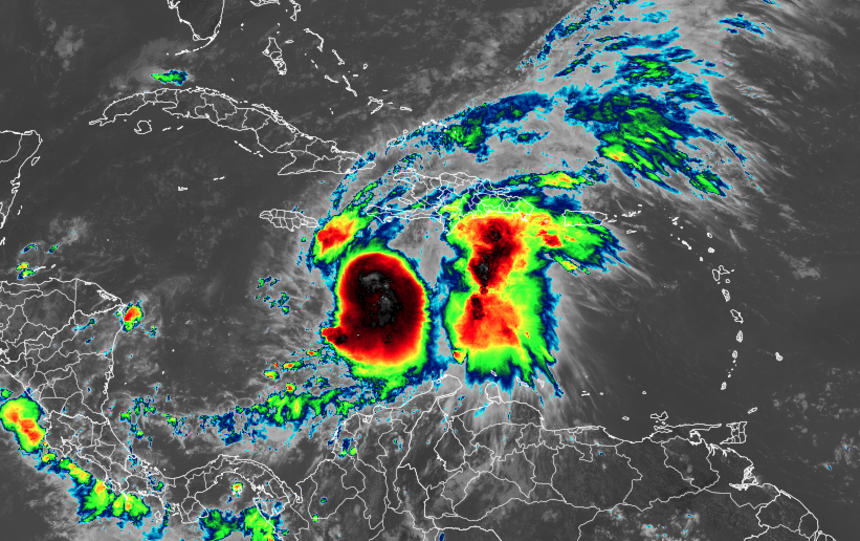 Satellite view of Melissa in the Caribbean Sea.