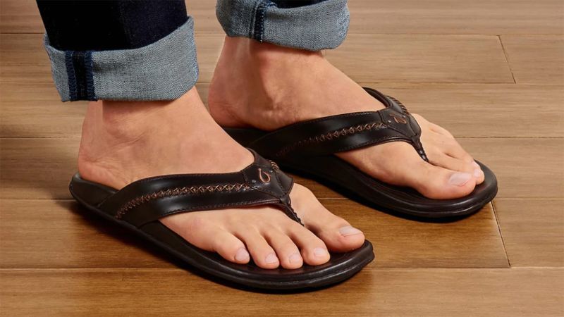 Men Brown Leather Slip On Shoe-Style Window Sandals - Ambur Online Leathers