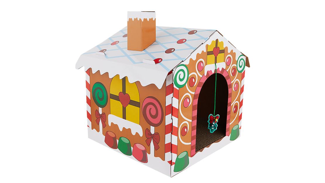 Merry & Bright Holiday Gingerbread House Corrugate Scratch Cat Hut