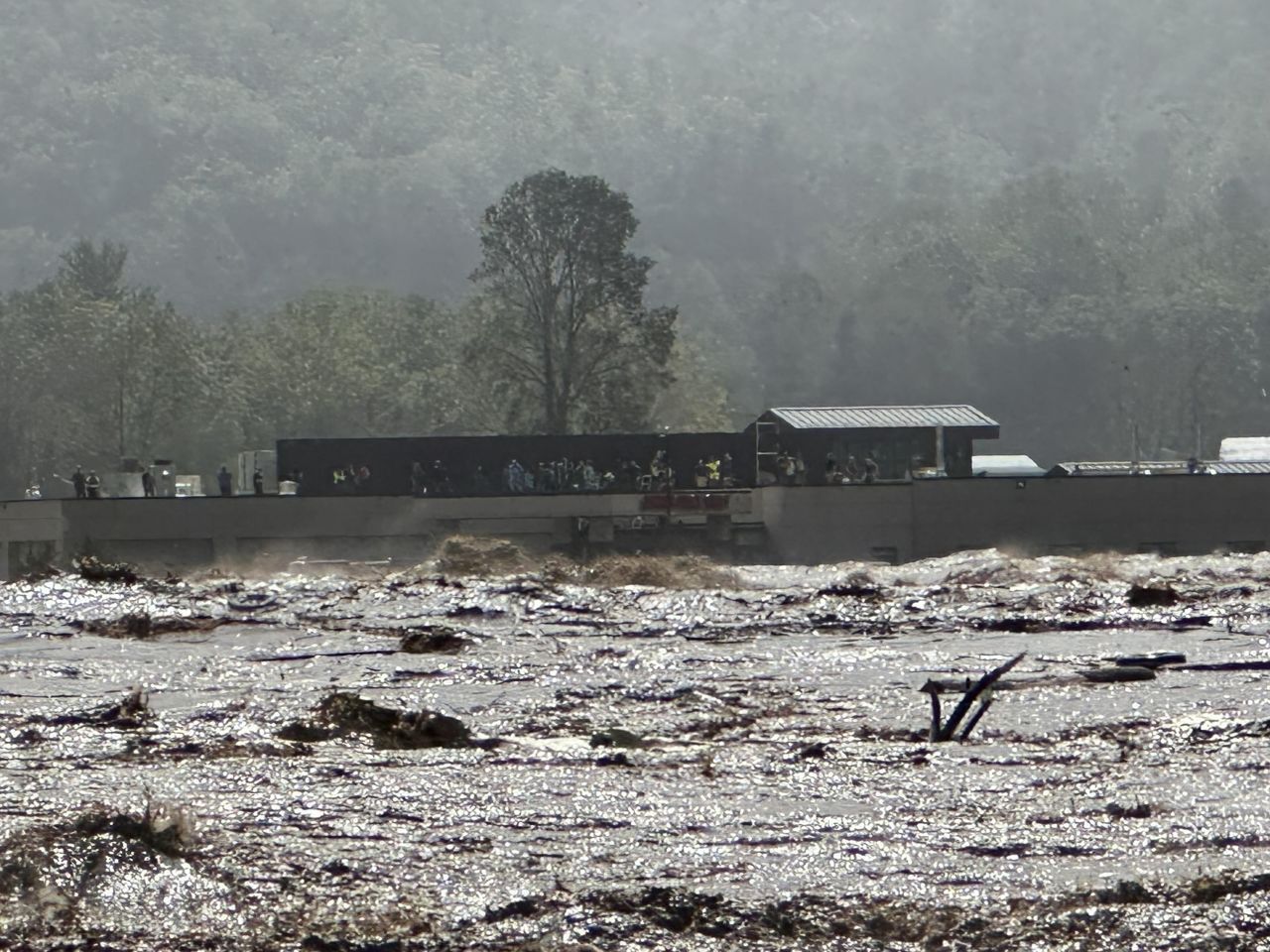 Floodwaters are seen in Erwin, Tennessee, on September 27.