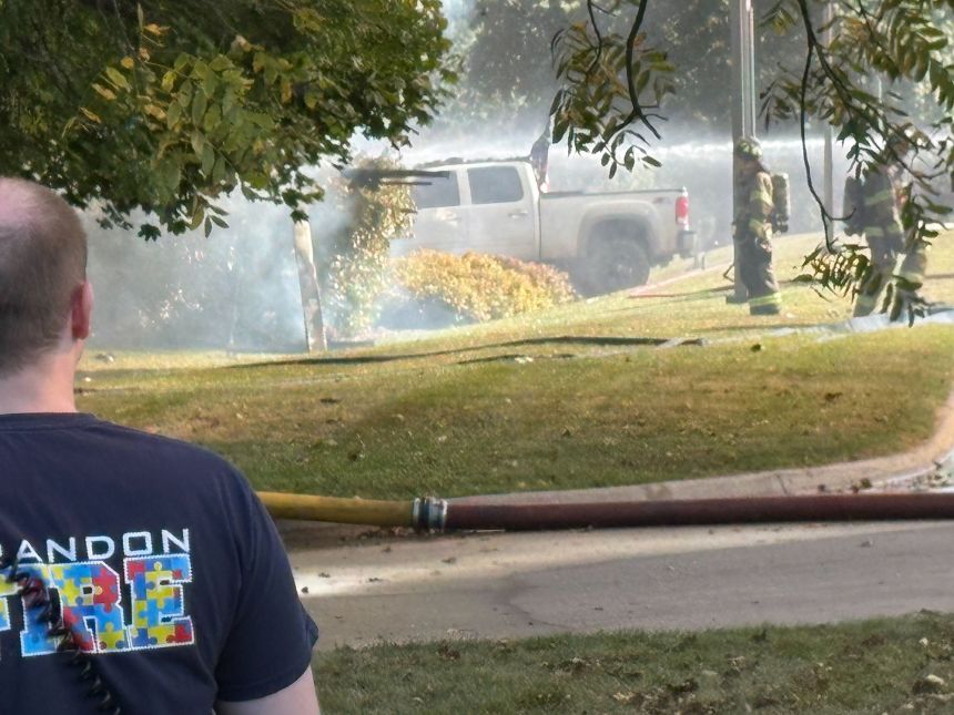 Jeff Caryl, who lives a block from the chapel, took this photo of the gunman's truck.