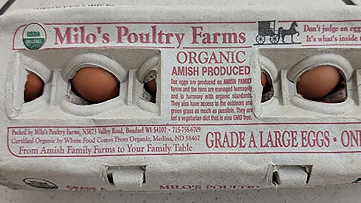 Eggs labeled Milo's Poultry Farms and Tony's Fresh Market have been recalled due to salmonella contamination.