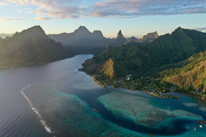 <strong>Mo'orea: </strong>An aerial view of Mo'orea, which is famed for its jagged mountains and beautiful beaches. Visitors looking to try French Polynesian Chinese cuisine here should head for Restaurant Golden Lake.