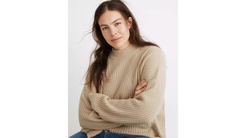 (Re)sourced Cashmere Ribbed Mockneck Pullover Sweater