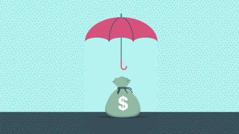 universal life insurance graphic umbrella money bag
