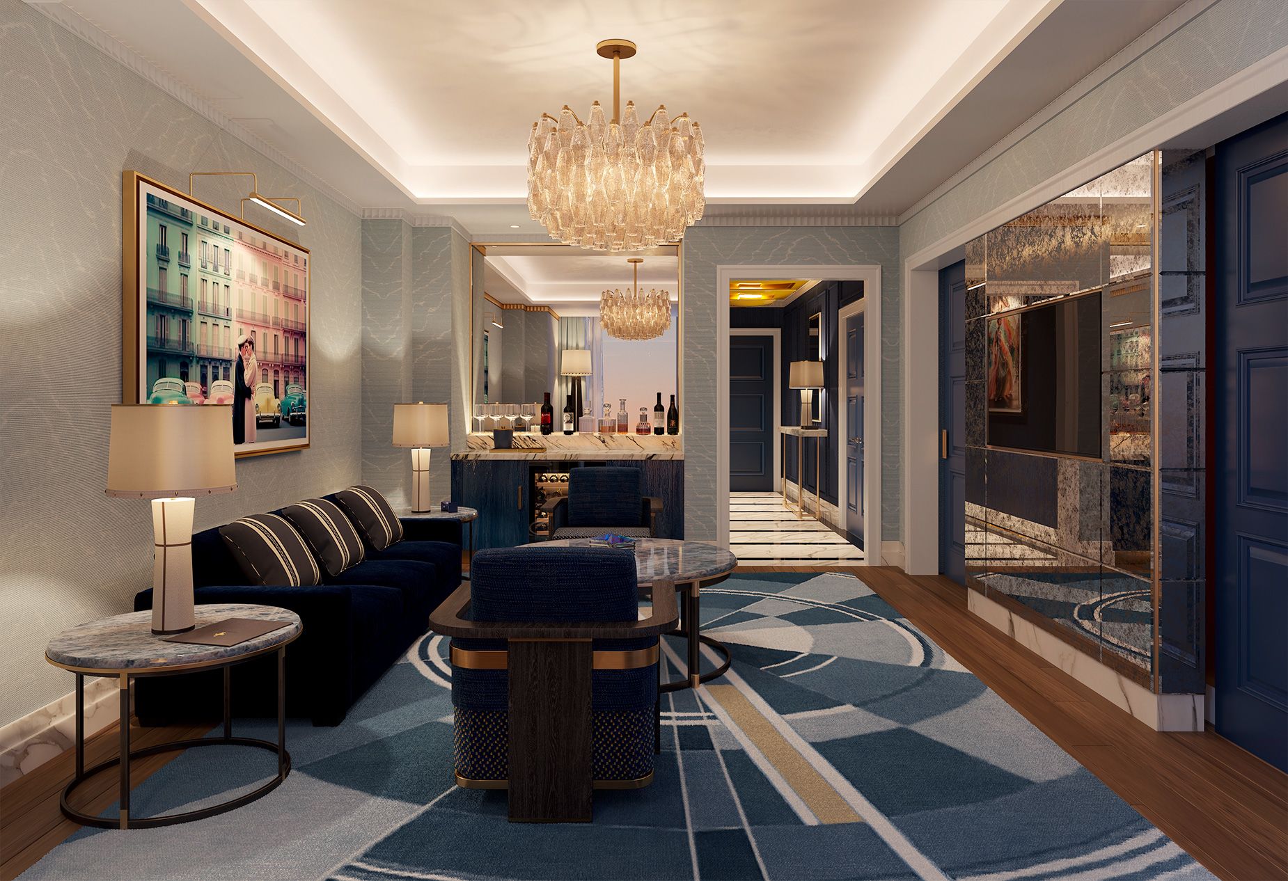 A rendering of the Fontainebleau Las Vegas' Monogram Suite shows off high style for high-rollers.