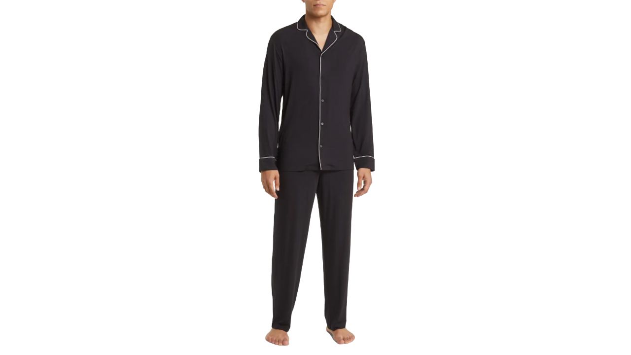 Man wearing black pajama set