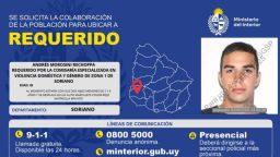 Ficha publicada por el Ministerio del Interior durante la búsqueda de Morosini.