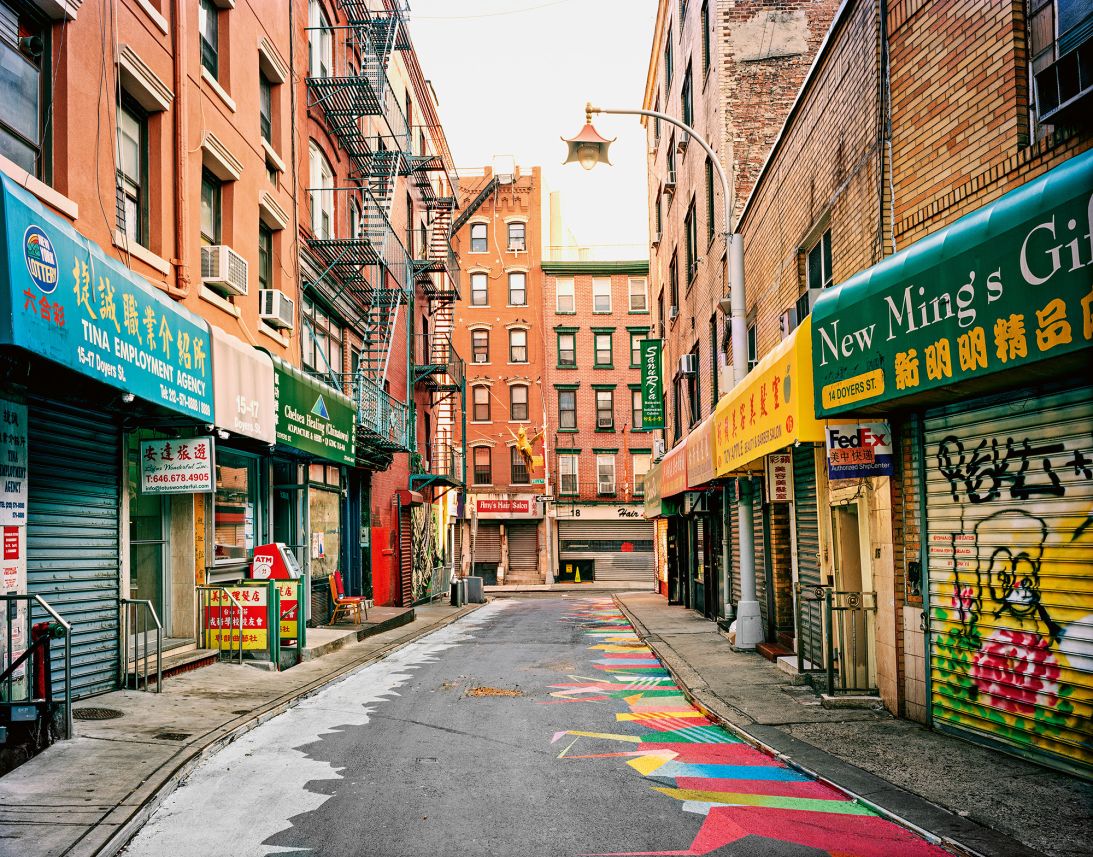 New York's Doyers Street, the site of Chinese-owned businesses since the 19th century.