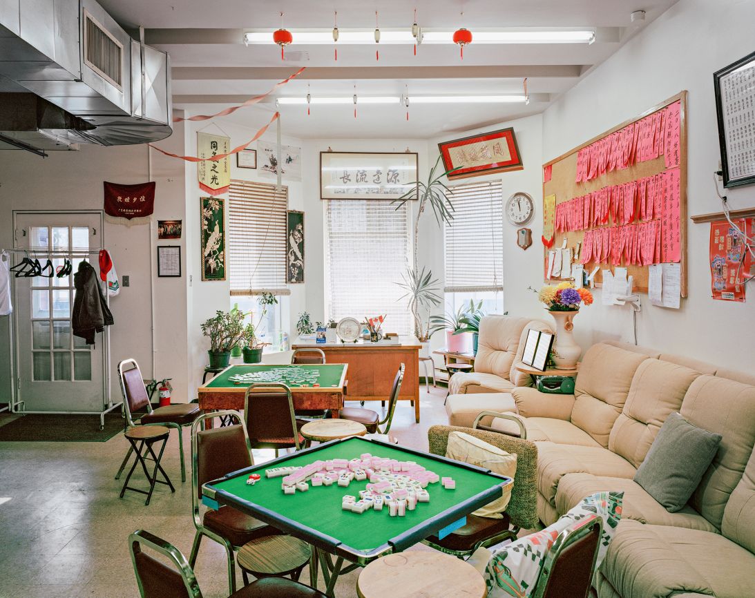 Mahjong tables at Chin Wing Chun Society's historic headquarters in Toronto.