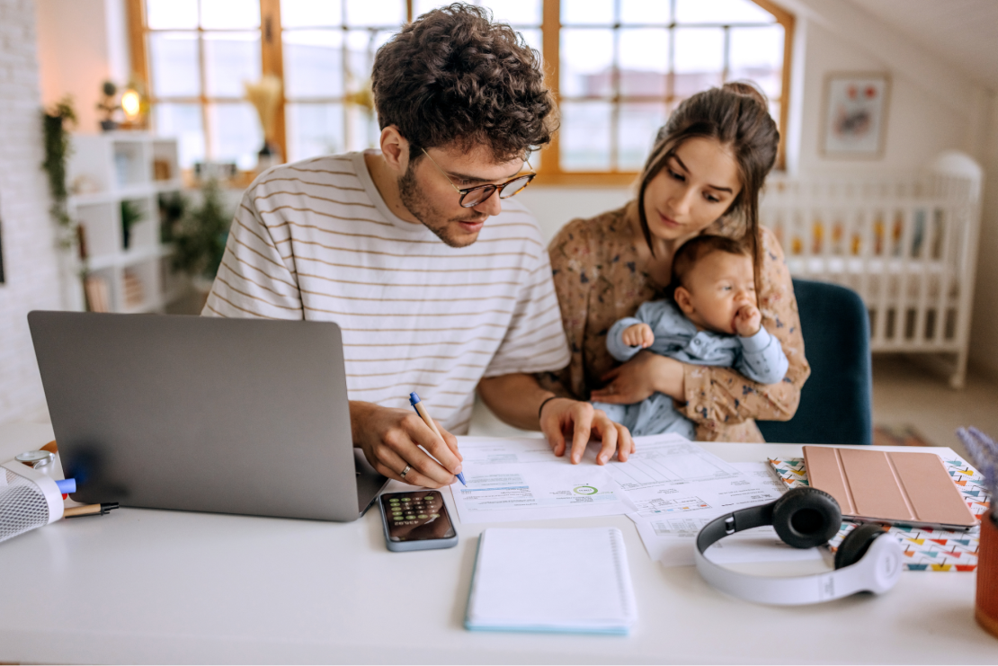 Couple with baby plans budget.