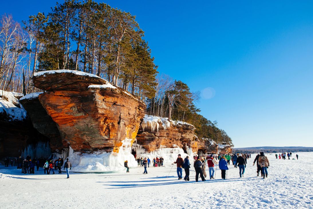 The Apostle Islands caves are stunning in the winter, too.