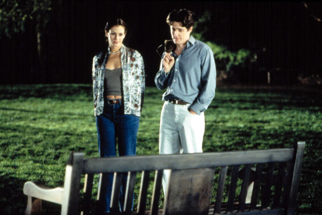 Julia Roberts and Hugh Grant's characters stroll one of West London's gated gardens — and later share a kiss, in the film's iconic scene.