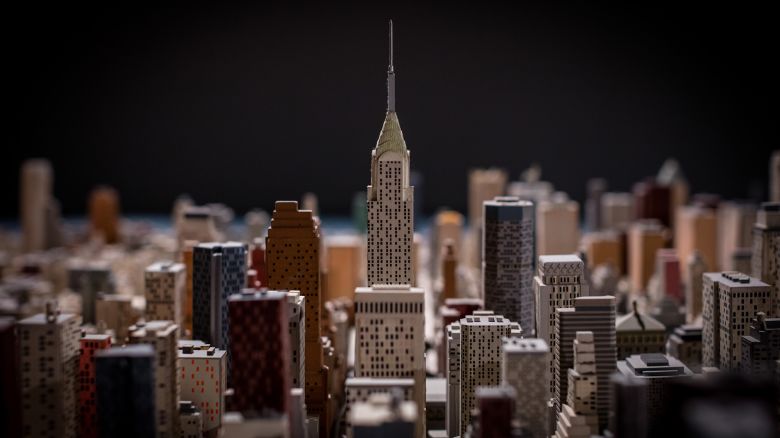 Detail, the Empire State Building, The Panorama of the City of New York, 2018. 