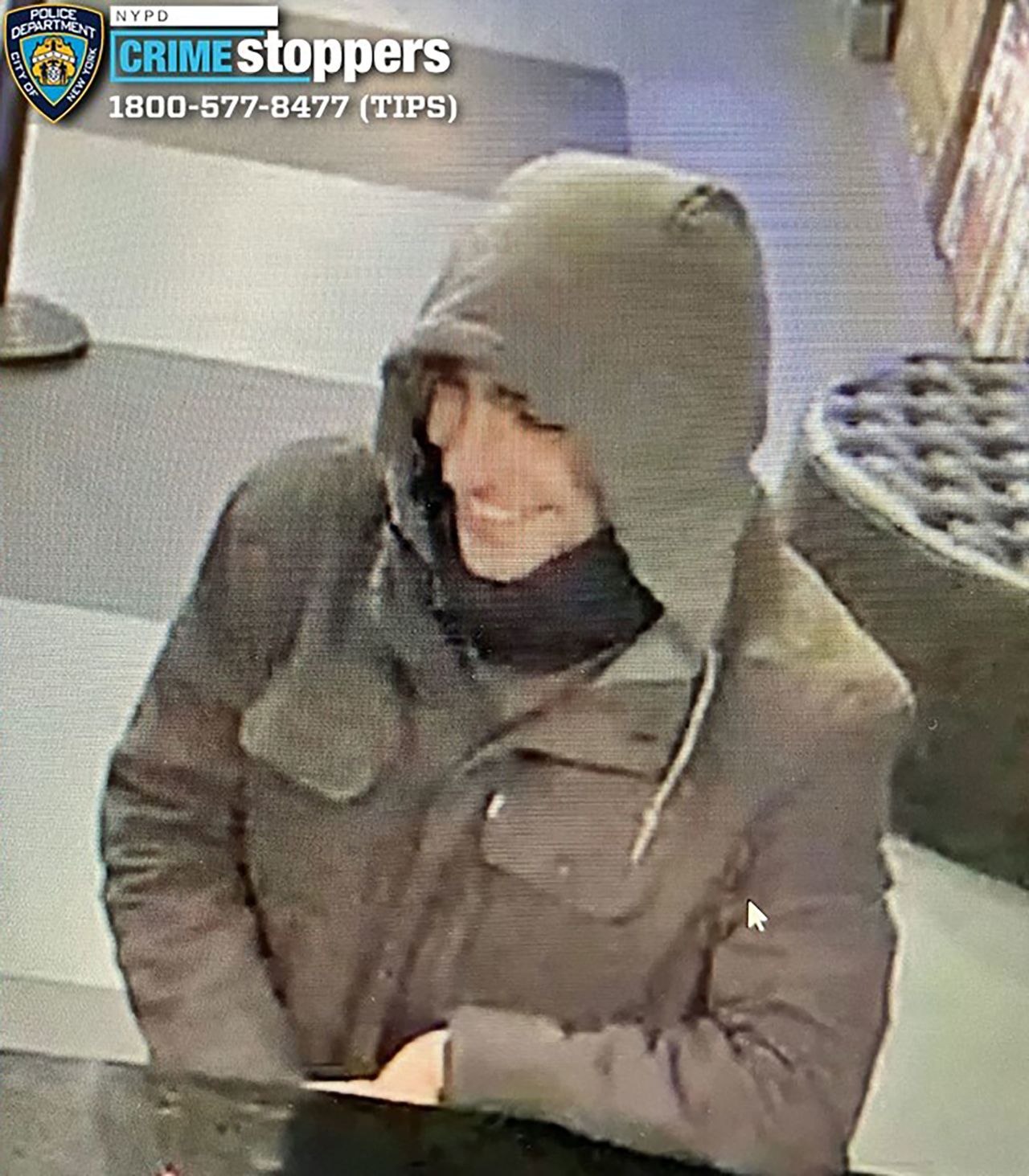 An image released by the NYPD shows a "person of interest wanted for questioning."
